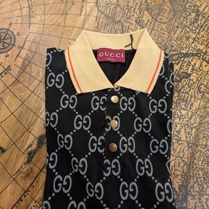 Gucci Black and Beige Polo Shirt